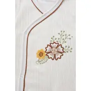 Costumas bebelusi 3 piese crem-caramel, bumbac premium, broderie florala trpb0041-cp1