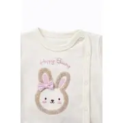 Costumas bebelusi 3 piese crem-roz, bumbac premium, model iepuras trpb0042-cp1