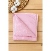 Patura bebelusi roz cu textura embosata, pufoasa si delicata, pentru bebelusi trpb0065