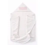 Prosop bebelusi alb cu gluga si aplicatie baby roz, bumbac moale, potrivit pentru baie trpb0071