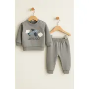 Set bebeluși baby go cu imprimare avion &ndash; bumbac confortabil bg3758-1