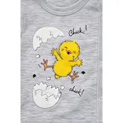 Set bebelus 3 piese bumbac cu imprimeu pui, pantaloni cu botosei si caciulita trpb0079-cp1