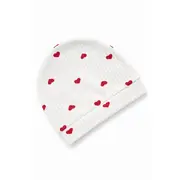 Set bebelus 3 piese bumbac reiat cu inimioare, bluza petrecuta si pantalonasi trpb0080-cp1