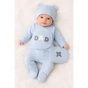Set bleu serde baby &bdquo;i love dad&rdquo; &ndash; 5 piese din bumbac  bm2050