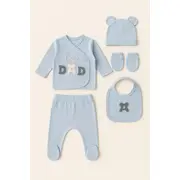 Set bleu serde baby &bdquo;i love dad&rdquo; &ndash; 5 piese din bumbac  bm2050