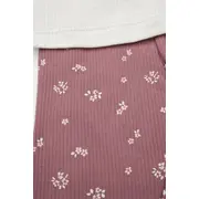 Set fetite 3 piese bluza alba cu broderie florala, colanti inflorati si bentita trpb0038