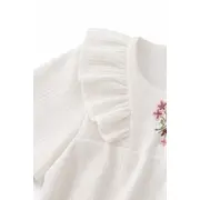 Set fetite 3 piese bluza alba cu broderie florala, colanti inflorati si bentita trpb0038
