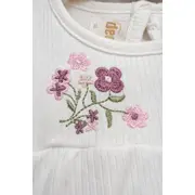Set fetite 3 piese bluza alba cu broderie florala, colanti inflorati si bentita trpb0038