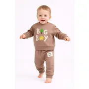 Trening copii 2 piese maro, bumbac, model big boy, stil casual trpb0047