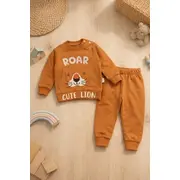 Costum bebe bumbac 2 piese bluza si pantaloni model leu cute trpb0098