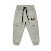 Pantaloni copii cargo din bumbac cu snur buzunare aplicate trpb0116