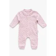 Salopeta bebe roz tip pijama bumbac moale cu capse overall trpb0105