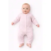 Salopeta bebe roz tip pijama bumbac moale cu capse overall trpb0105