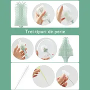 Set curatare biberoane Momcozy cu spuma 360 Push-Press Green