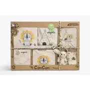 Set nou nascut baieti 10 piese bumbac organic si jucarioara trpb0110