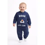 Set trening bebe din bumbac moale bluza cu imprimeu si pantaloni comozi trpb0099