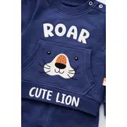Set trening bebe din bumbac moale bluza cu imprimeu si pantaloni comozi trpb0099