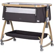 Patut co-sleeper Chipolino Charisma cu laterala culisanta charcoal wood HUBKOSCA0261CH