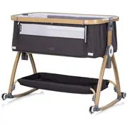 Patut co-sleeper Chipolino Charisma cu laterala culisanta charcoal wood HUBKOSCA0261CH