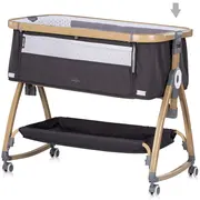 Patut co-sleeper Chipolino Charisma cu laterala culisanta charcoal wood HUBKOSCA0261CH