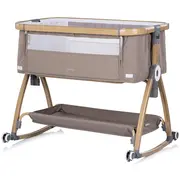 Patut co-sleeper Chipolino Charisma cu laterala culisanta latte wood HUBKOSCA0263LA