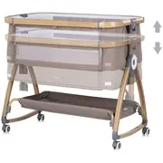 Patut co-sleeper Chipolino Charisma cu laterala culisanta latte wood HUBKOSCA0263LA
