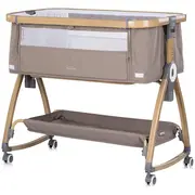 Patut co-sleeper Chipolino Charisma cu laterala culisanta latte wood HUBKOSCA0263LA