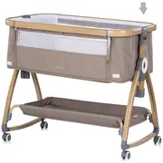 Patut co-sleeper Chipolino Charisma cu laterala culisanta latte wood HUBKOSCA0263LA