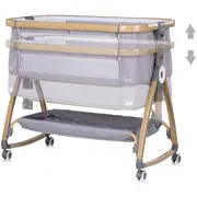 Patut co-sleeper Chipolino Charisma cu laterala culisanta platinum wood HUBKOSCA0262PL