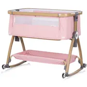 Patut co-sleeper Chipolino Charisma cu laterala culisanta powder pink wood HUBKOSCA0265PP