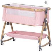Patut co-sleeper Chipolino Charisma cu laterala culisanta powder pink wood HUBKOSCA0265PP