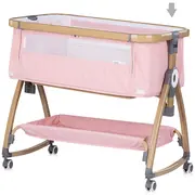 Patut co-sleeper Chipolino Charisma cu laterala culisanta powder pink wood HUBKOSCA0265PP