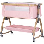 Patut co-sleeper Chipolino Charisma cu laterala culisanta powder pink wood HUBKOSCA0265PP