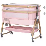Patut co-sleeper Chipolino Charisma cu laterala culisanta powder pink wood HUBKOSCA0265PP