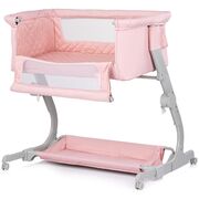 Patut co-sleeper Chipolino Eleganza cu laterala culisanta pink marshmallow HUBKOSEL0254PM