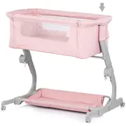 Patut co-sleeper Chipolino Eleganza cu laterala culisanta pink marshmallow HUBKOSEL0254PM
