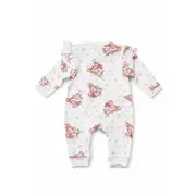Salopeta bebe fetite cu volane bumbac set cu bentita imprimeu ursulet  trpb0126