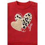 Set bebe fetita 3 piese cu jacheta teddy bluza si pantaloni rosii tinuta calduroasa iarna trpb0171