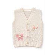 Set bebe tricotat 6 piese alb paturica vesta bluza pantaloni caciula botosei trpb0175