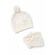 Set bebe tricotat 6 piese alb paturica vesta bluza pantaloni caciula botosei trpb0175