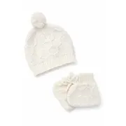 Set bebe tricotat 6 piese alb paturica vesta bluza pantaloni caciula botosei trpb0175