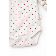 Set bebelus 3 piese body pantaloni caciula bumbac ribat cu inimioare trpb0159