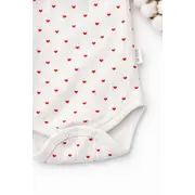 Set bebelus 3 piese body pantaloni caciula bumbac ribat cu inimioare trpb0159