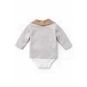 Set bebelus baietel 3 piese body sacou pantaloni bumbac elegant maro trpb0128