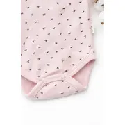 Set bebelus fetita 3 piese body pantaloni caciula bumbac ribat roz deschis trpb0163