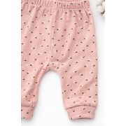 Set bebelus fetita 3 piese body pantaloni caciula bumbac ribat roz somon trpb0162