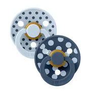 Bibs - set 2 suzete colour studio collection polka dots, tetina rotunda, 0 luni+-baby blue/steel blue bbb11034104