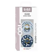 Bibs - set 2 suzete colour studio collection polka dots, tetina rotunda, 0 luni+-baby blue/steel blue bbb11034104