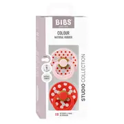 Bibs - set 2 suzete colour studio collection polka dots, tetina rotunda, 0 luni+-blossom/candy apple bbb11034103