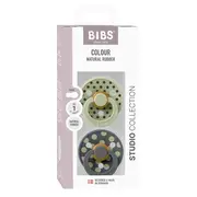 Bibs - set 2 suzete colour studio collection polka dots, tetina rotunda, 0 luni+-sage/iron bbb11034105